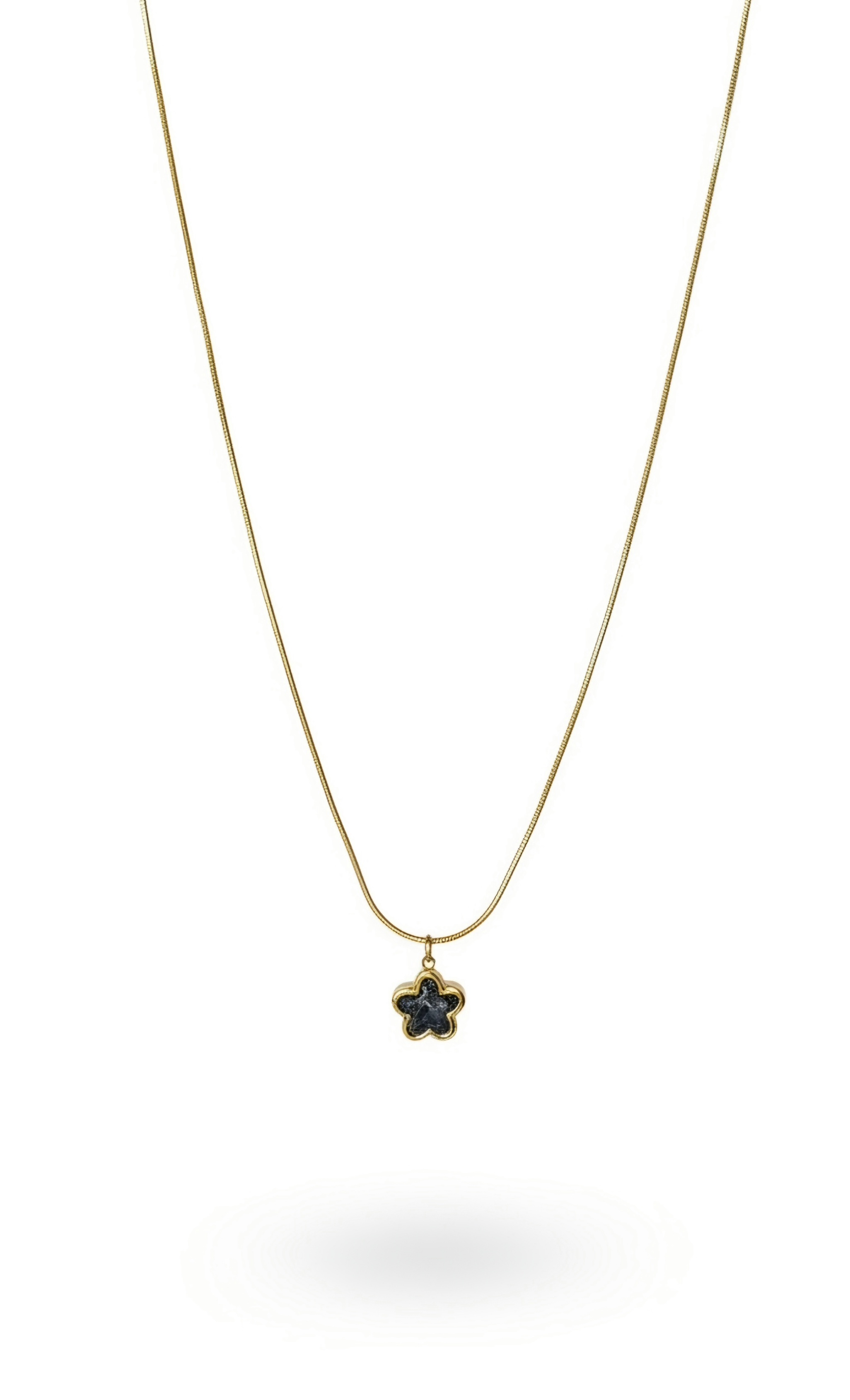 Black Floral Charm Necklace